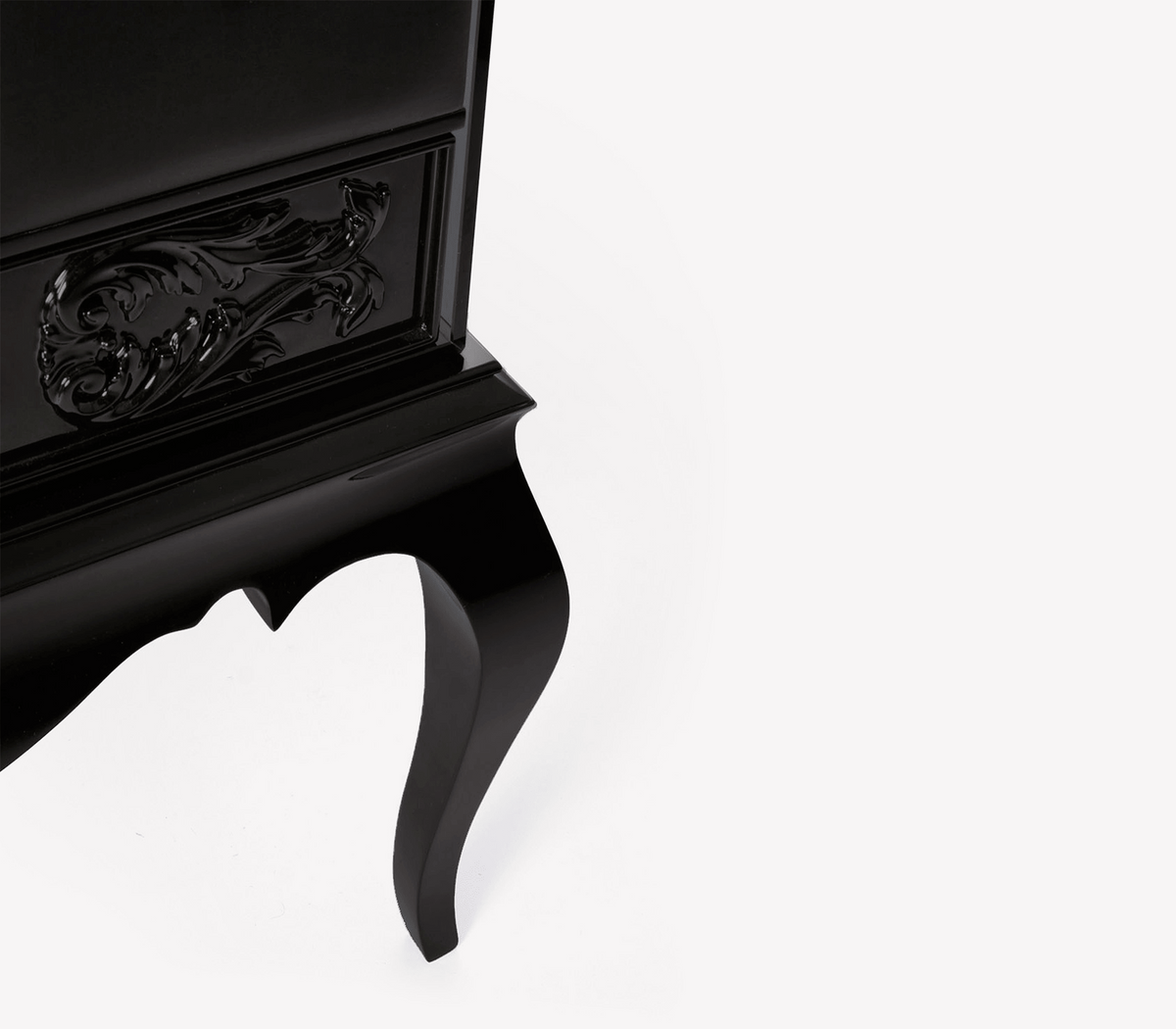 Brooklyn Baroque High Gloss Black Luxury Bedside Nightstand