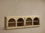 Hattie Solid Oak Media Console TV Stand with Arched Cabinet Design