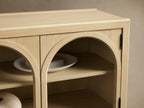 Hattie Solid Oak Media Console TV Stand with Arched Cabinet Design