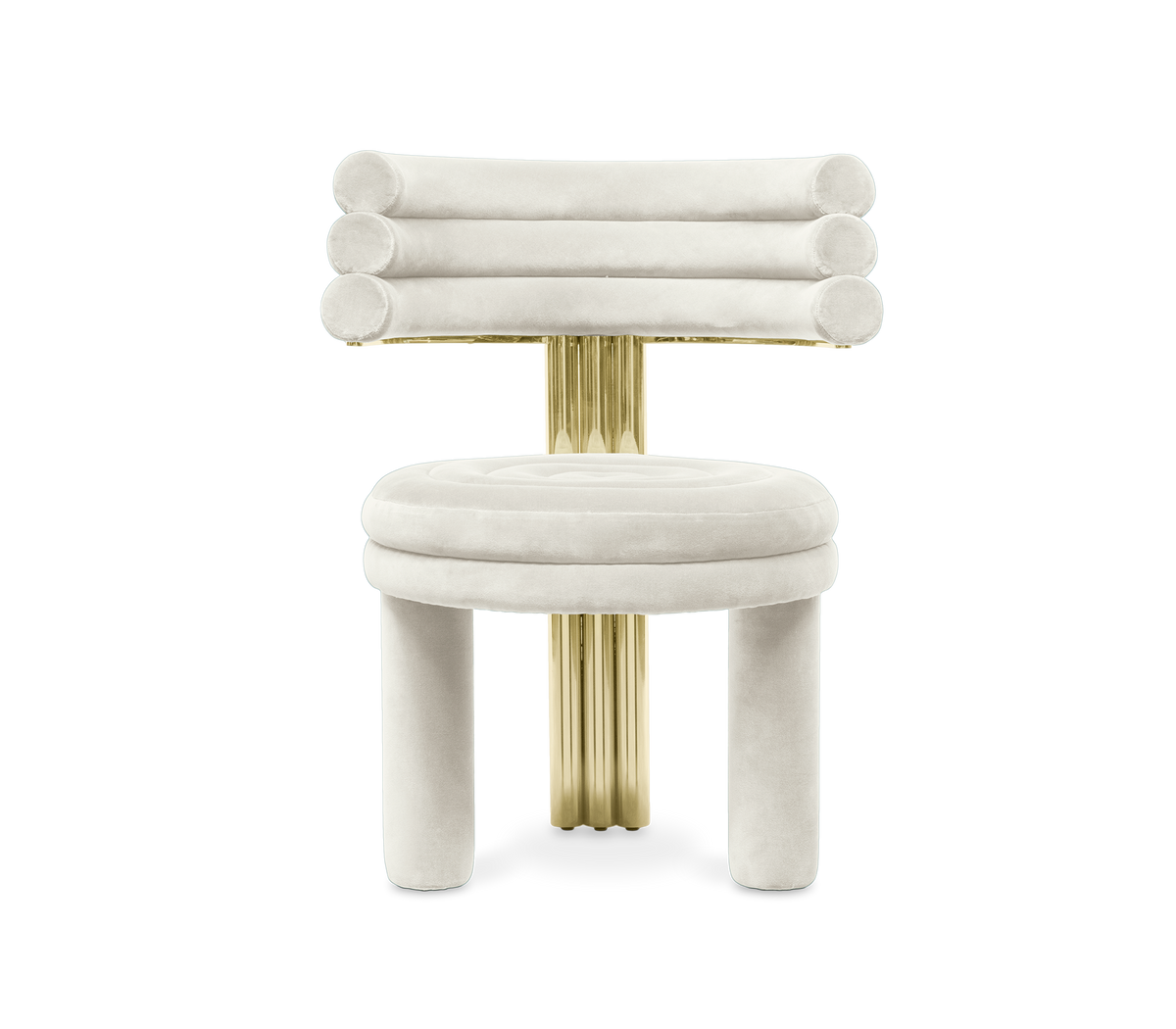 Kerr Tiered Velvet Polished Brass Dining Chair