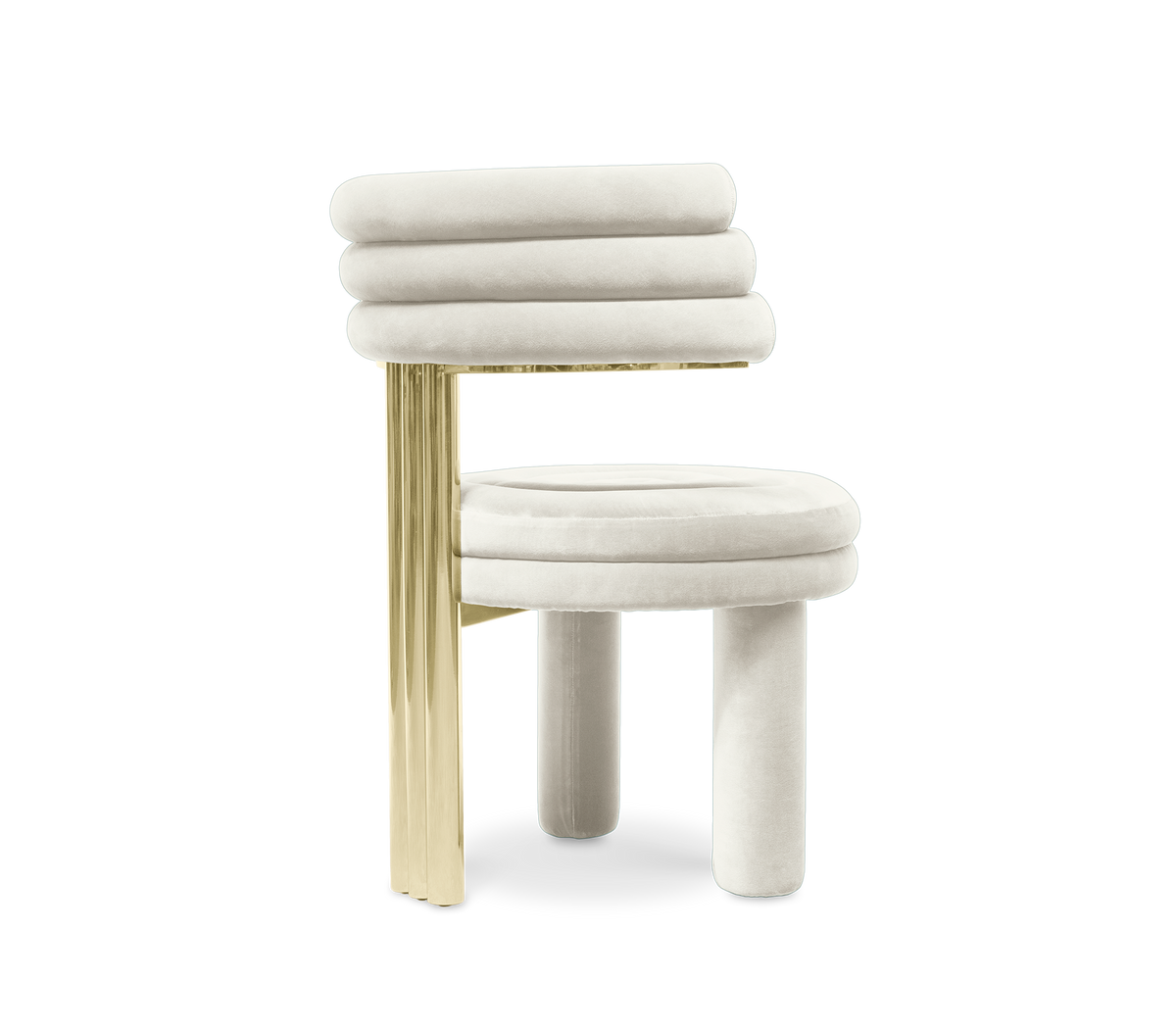 Kerr Tiered Velvet Polished Brass Dining Chair