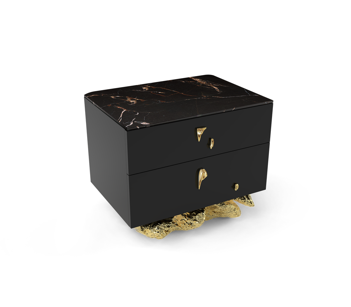 Angra Small Organic Gold Base Marble Top Luxury Nightstand