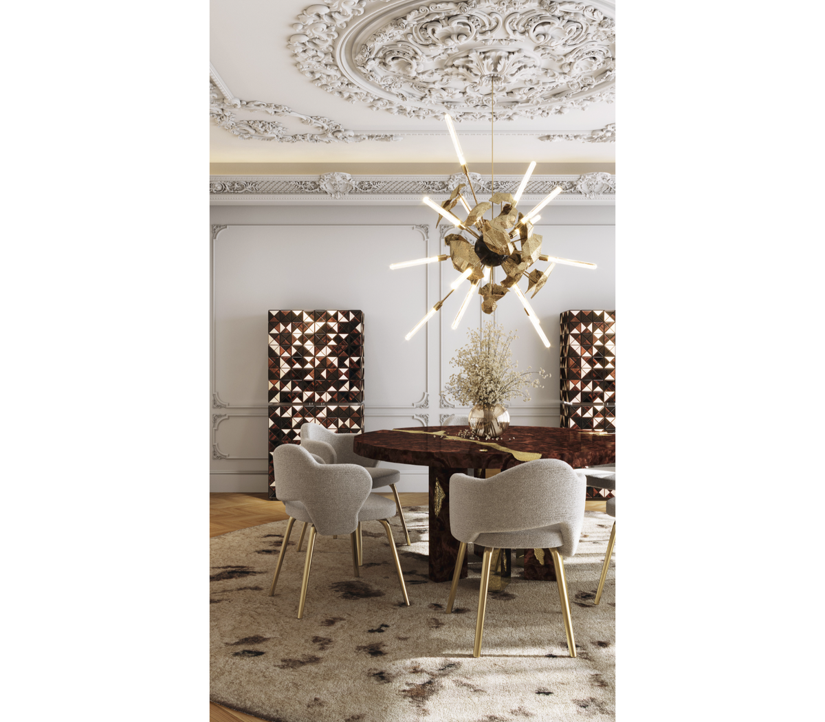 Amara Bouclé Modern Luxury Brass Chair