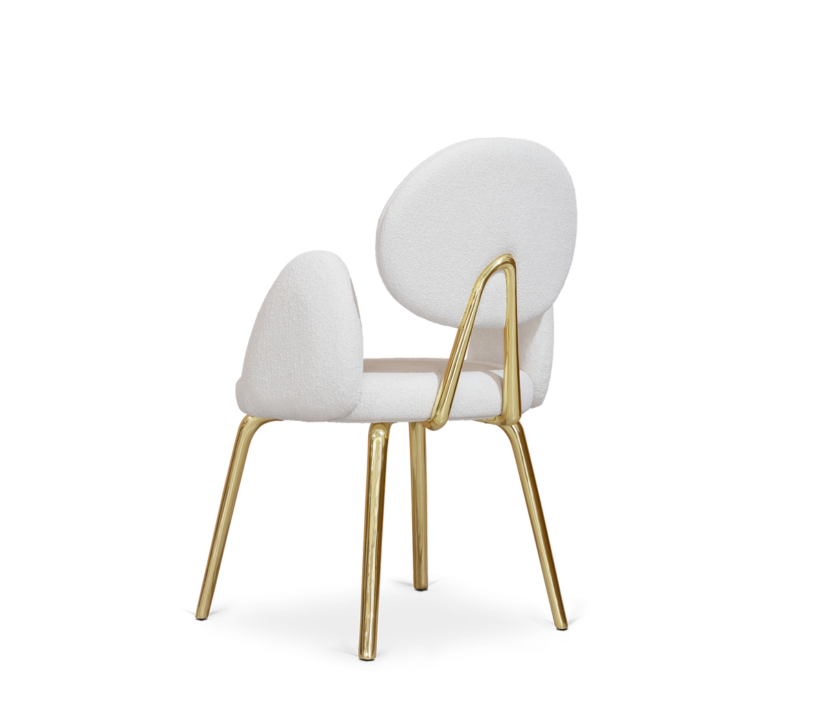 Althea Bouclé Sculptural Polished Gold Luxury Dining Chair