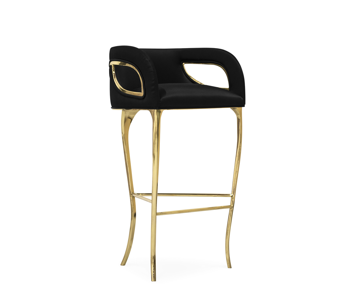 Chandra Fluid Sculptural Polished Brass Bar Stool