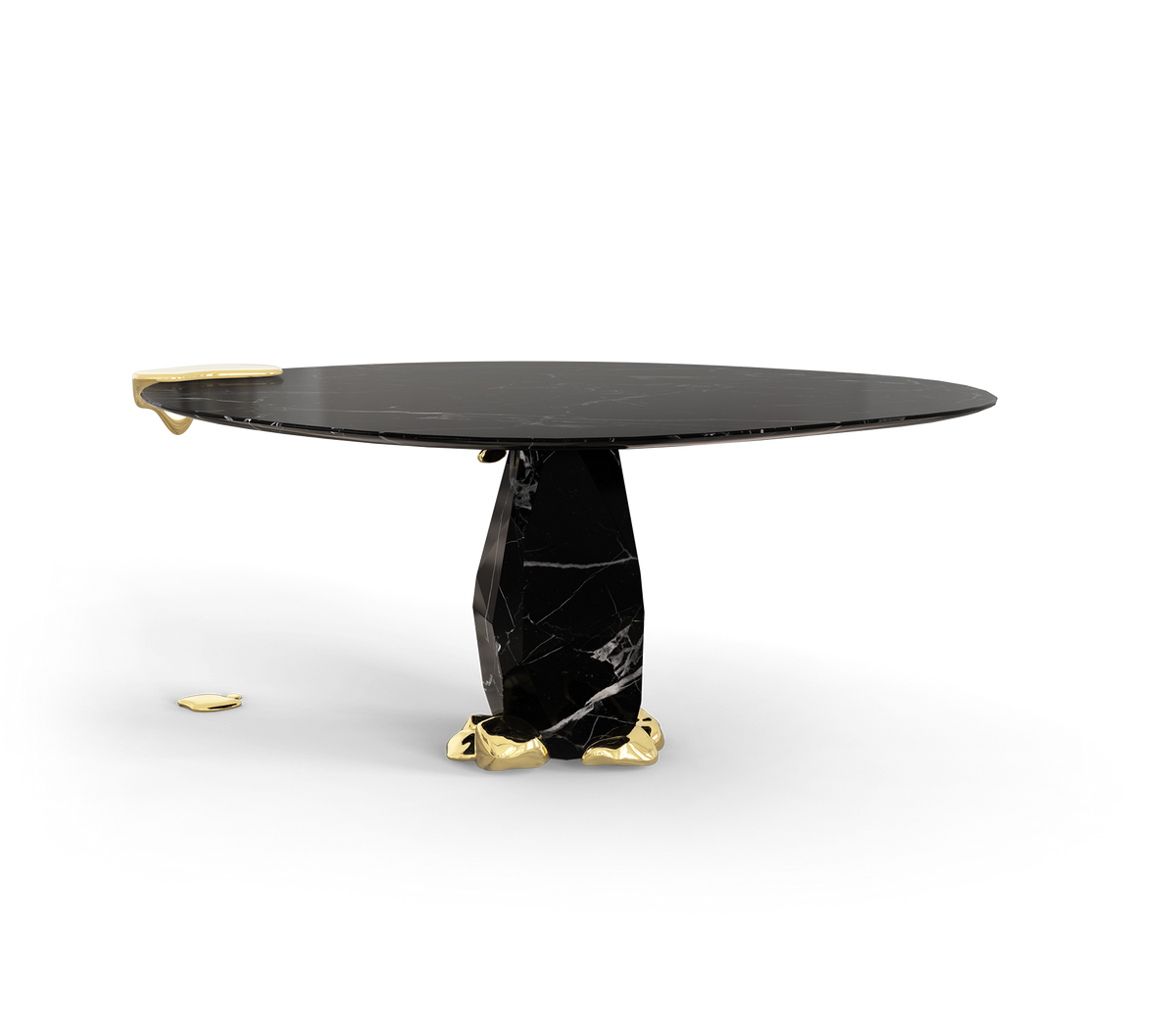 Diamond Marble & Brass Round Dining Table