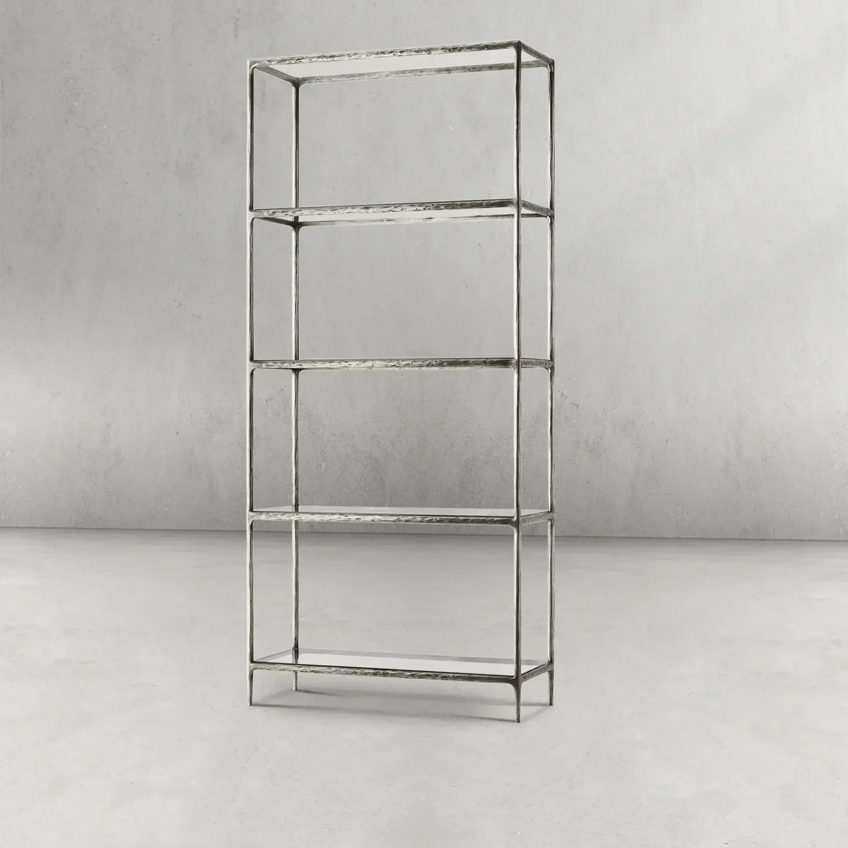Thaddeus Metal Glass Shelving Hand-Forged Units Storage Shelves