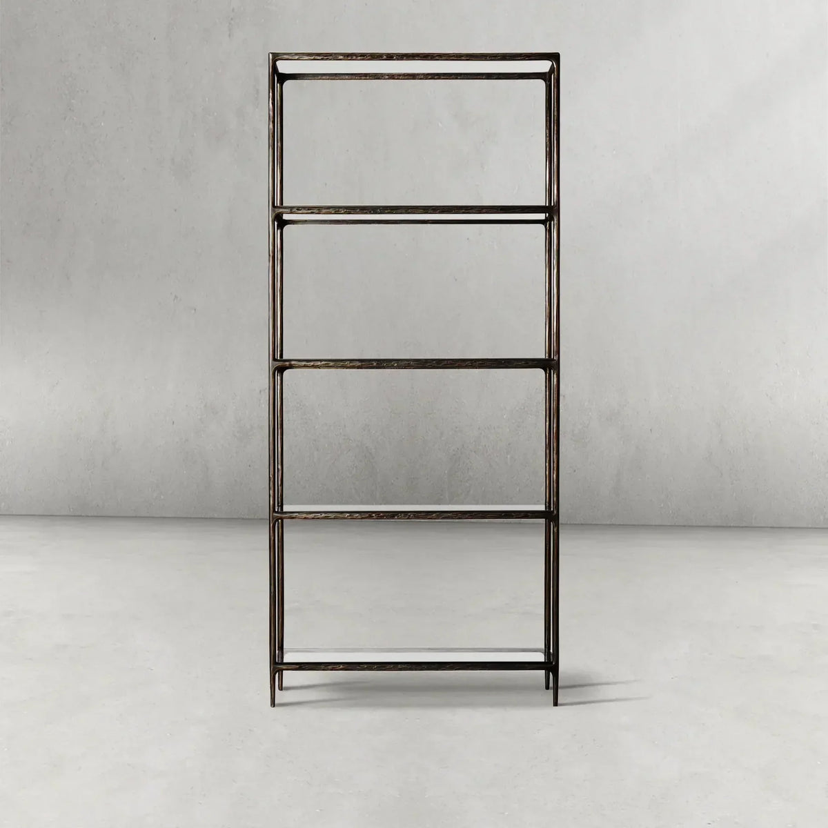 Thaddeus Metal Glass Shelving Hand-Forged Units Storage Shelves