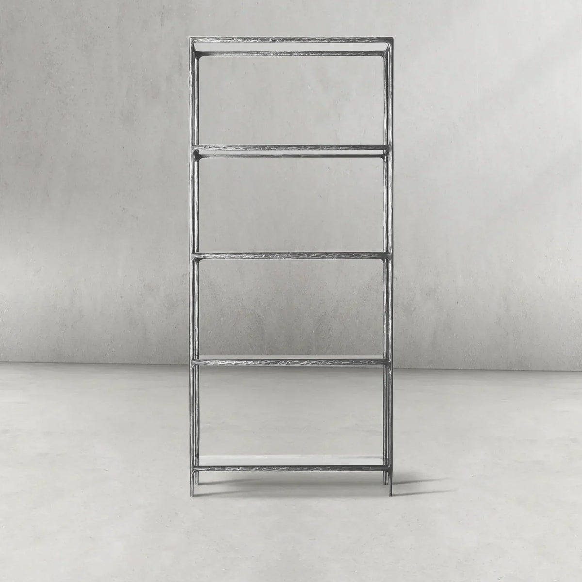 Thaddeus Metal Glass Shelving Hand-Forged Units Storage Shelves