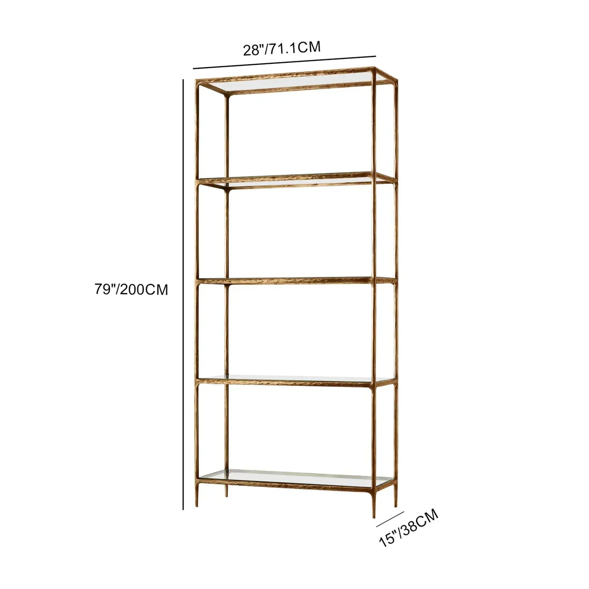Thaddeus Metal Glass Shelving Hand-Forged Units Storage Shelves