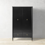 Armoire de chambre française Lavenir, noire brillante, meuble d'entrée avec tiroir