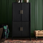 Meuble bar Louis Wood, armoire à vin, buffet d'inspiration constructiviste, porte-verres intégré