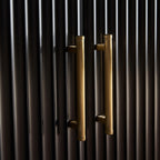 Meuble bar Louis Wood, armoire à vin, buffet d'inspiration constructiviste, porte-verres intégré