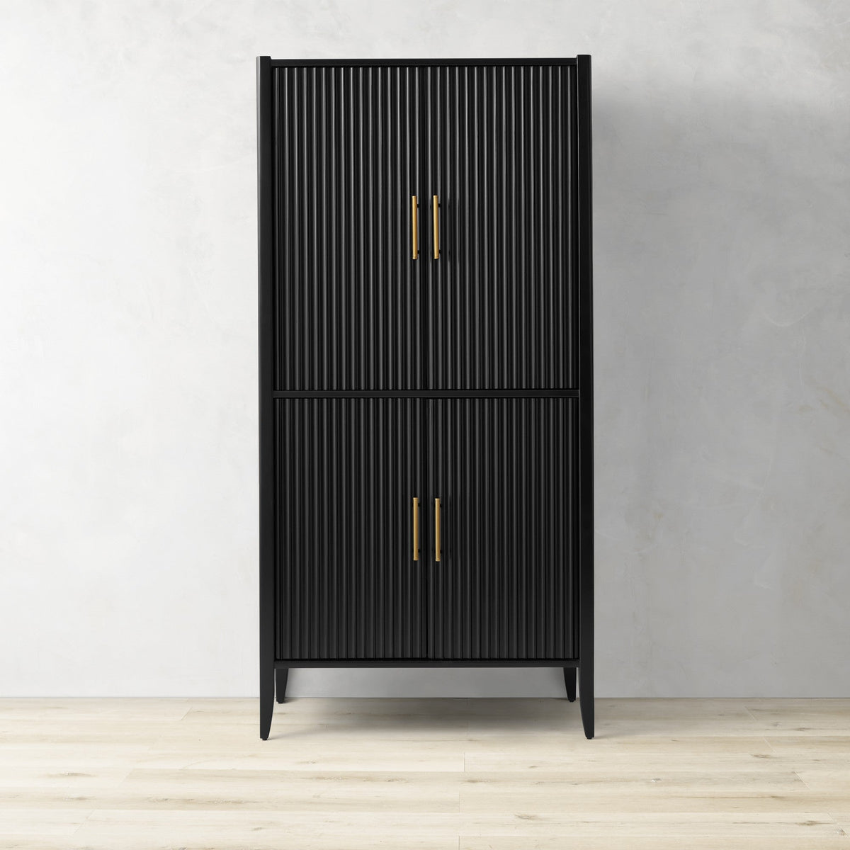 Meuble bar Louis Wood, armoire à vin, buffet d'inspiration constructiviste, porte-verres intégré