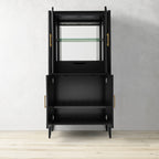 Meuble bar Louis Wood, armoire à vin, buffet d'inspiration constructiviste, porte-verres intégré