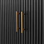 Meuble bar Louis Wood, armoire à vin, buffet d'inspiration constructiviste, porte-verres intégré
