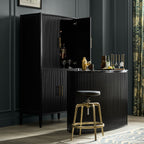 Meuble bar Louis Wood, armoire à vin, buffet d'inspiration constructiviste, porte-verres intégré