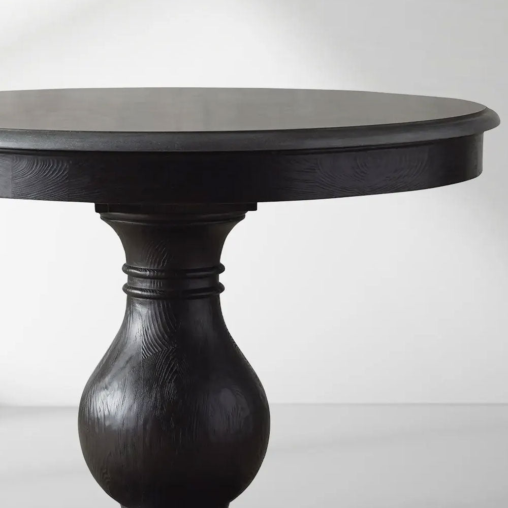 Luca Round Natural Stone Tabletop Dining Table With Pine Base