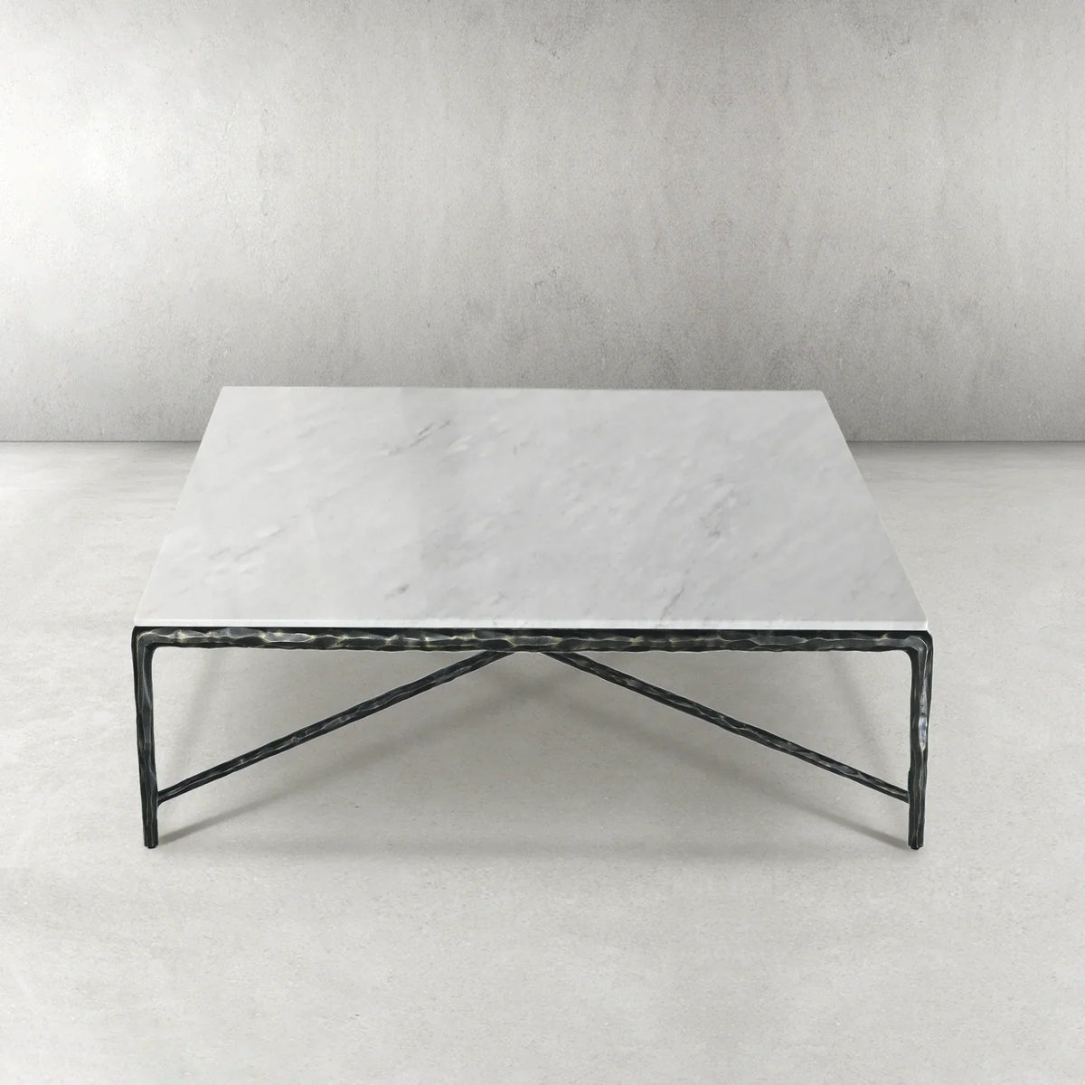 Thaddeus Metal Marble Square Coffee Table Hand-Forged Living Sofa Center Tea Table