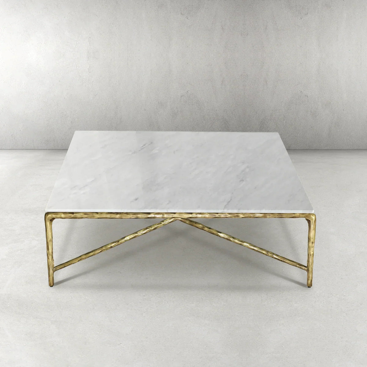 Thaddeus Metal Marble Square Coffee Table Hand-Forged Living Sofa Center Tea Table