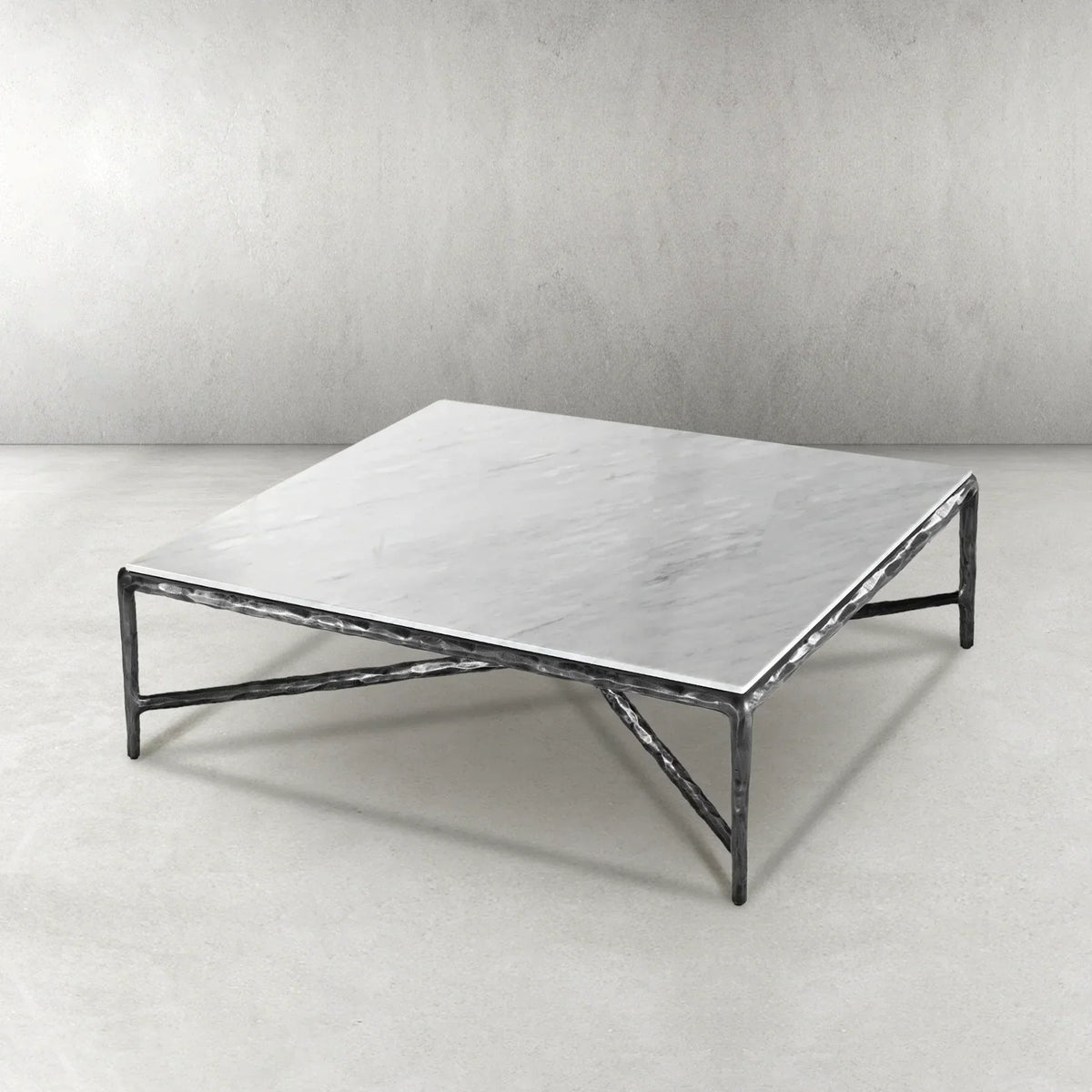 Thaddeus Metal Marble Square Coffee Table Hand-Forged Living Sofa Center Tea Table