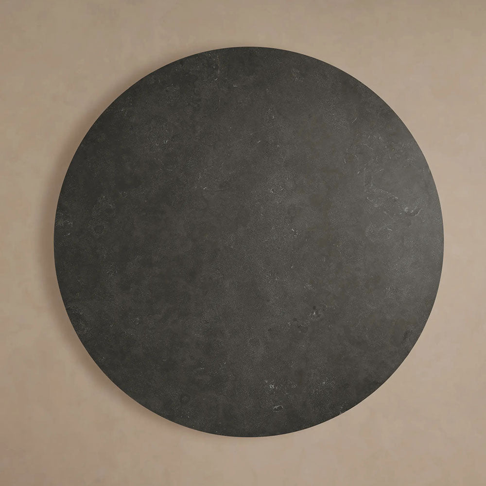 Plateau rond en marbre Finnley avec socle en bois
