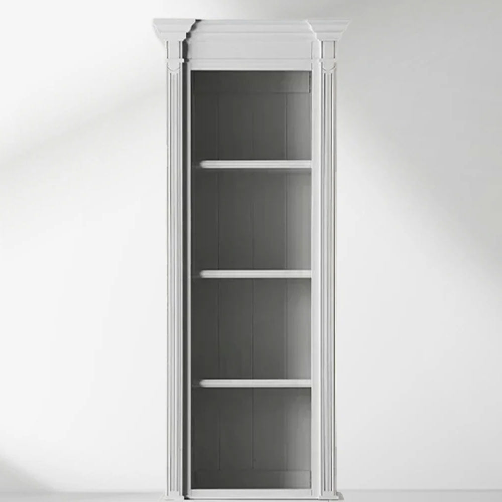 Schmaler, hoher Vitrinenschrank aus Pappelholz im neoklassizistischen Stil, Vintage-Beistellschrank für das Wohnzimmer in Athen