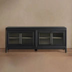 Rowan TV-Schrank aus Holz mit geriffelten Glastüren, Eingangsschrank und Medienkonsole