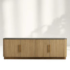 Finnley Marble Stone Top Buffet Sideboards Wood Living Room Media TV Stand Cabinet Television Storage Side Unit