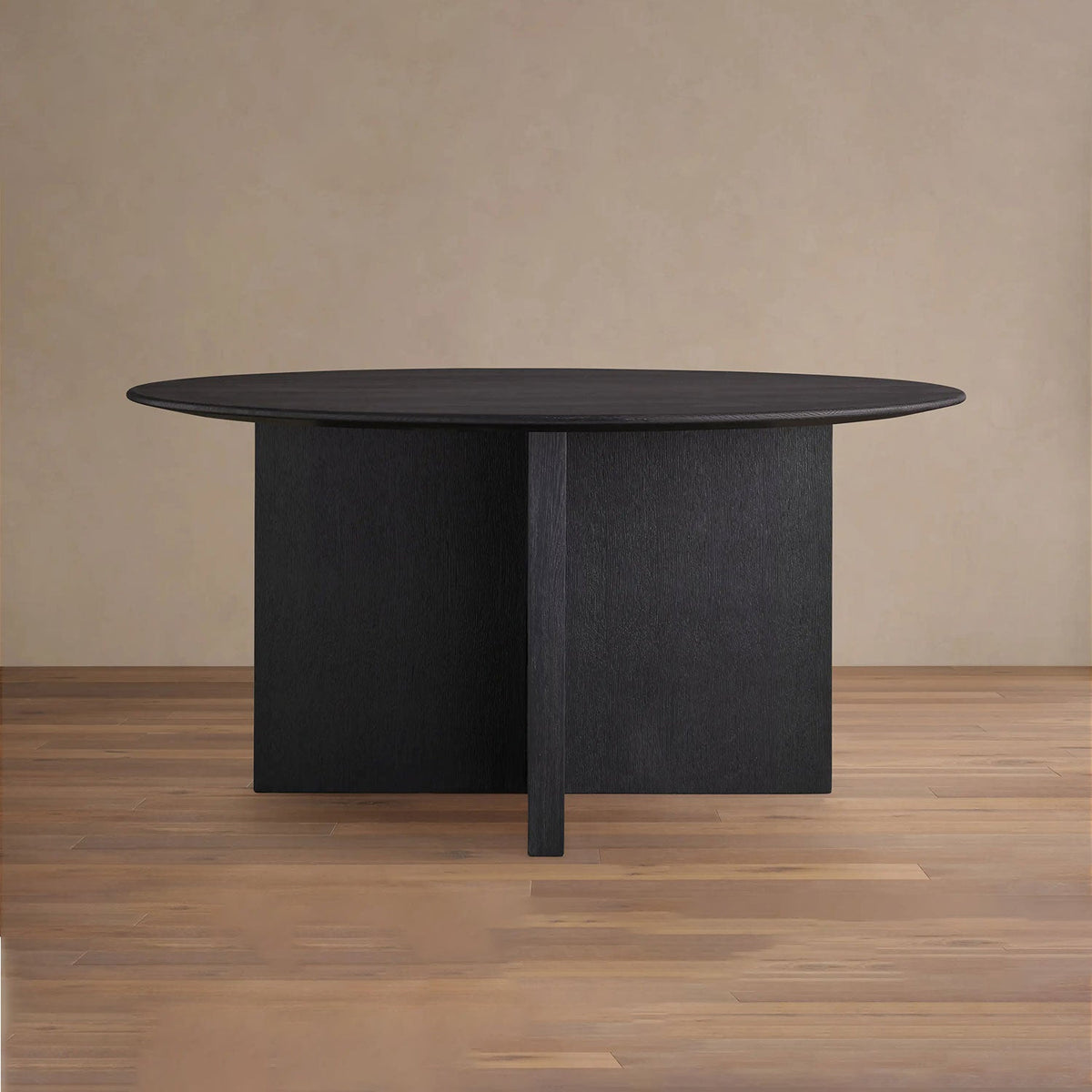 Saint Germain Round Wood Dining Table with Solid Oak Wood & Clement Base