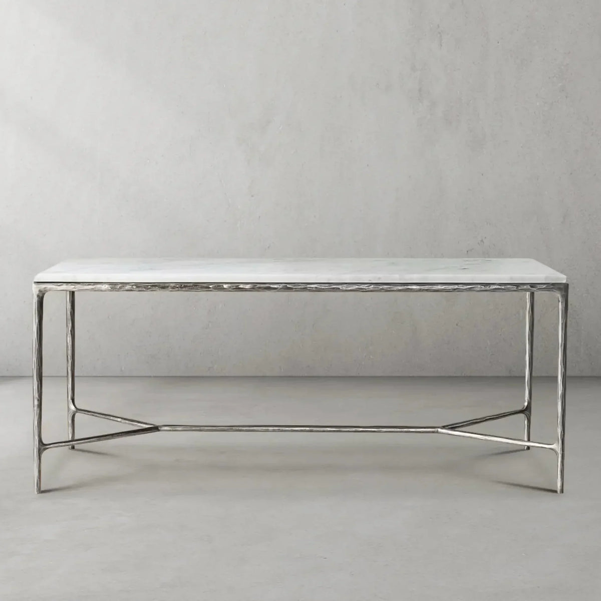 Thaddeus Metal Rectangle Marble Desk Hand-Forged Office Desk Computer Desk