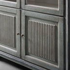 Vitrine haute Giotto à portes vitrées, buffet de salle à manger ancien en bois, bibliothèque ancienne